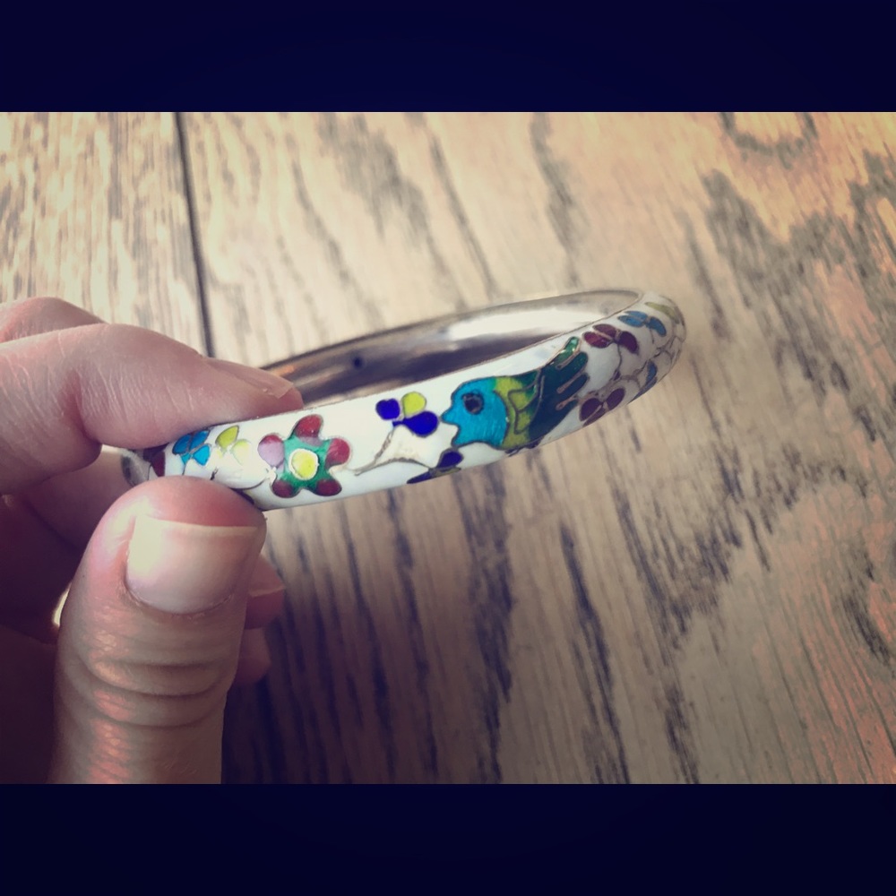 Vintage enameled cloisonné bangle bracelet